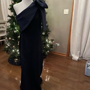 NORDSTROM NAVY BLUE Betsy & Adam Navy One-Shoulder Dress with Bow